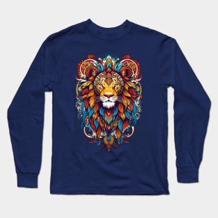 Lion's Head tribal art indigenous retro vintage design Long Sleeve T-Shirt